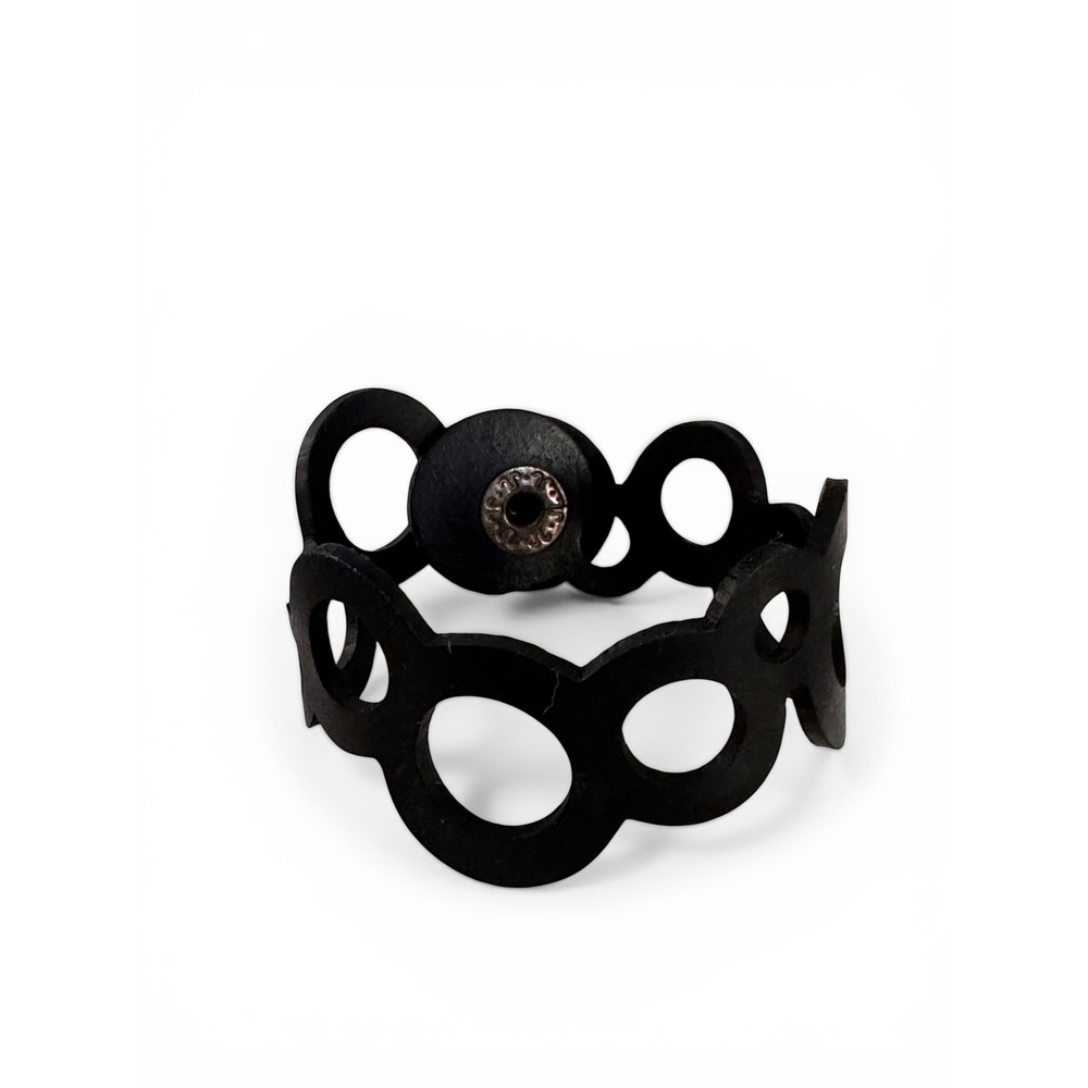 Unbranded Rubber Cuff Bracelet Unisex OS Black Excellent Geometric Circle Cutout